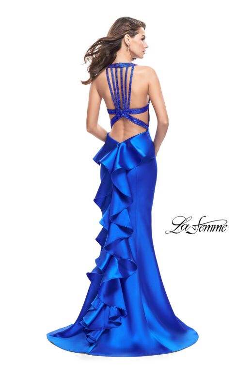 La Femme 25838 Ruffle Tail Mikado Mermaid Dress