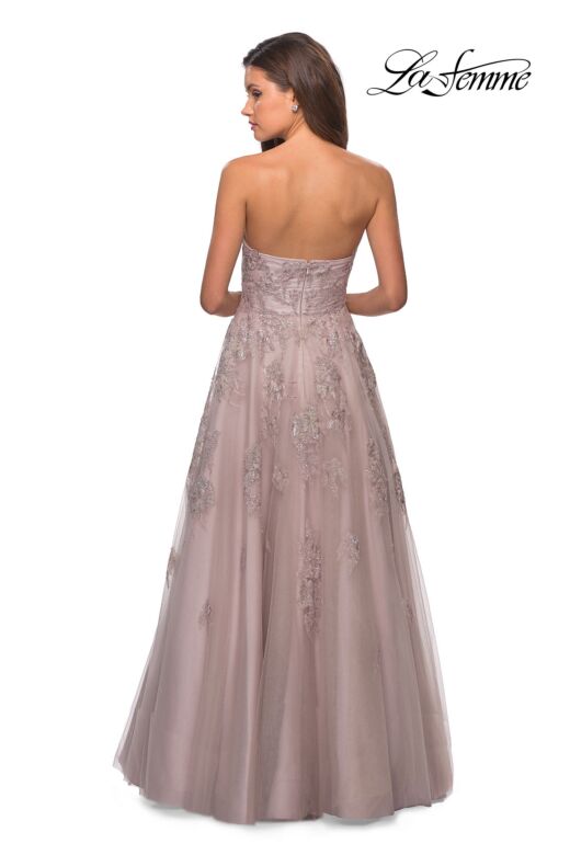 La Femme 27667 Sweetheart Neckline Strapless Tulle Dress