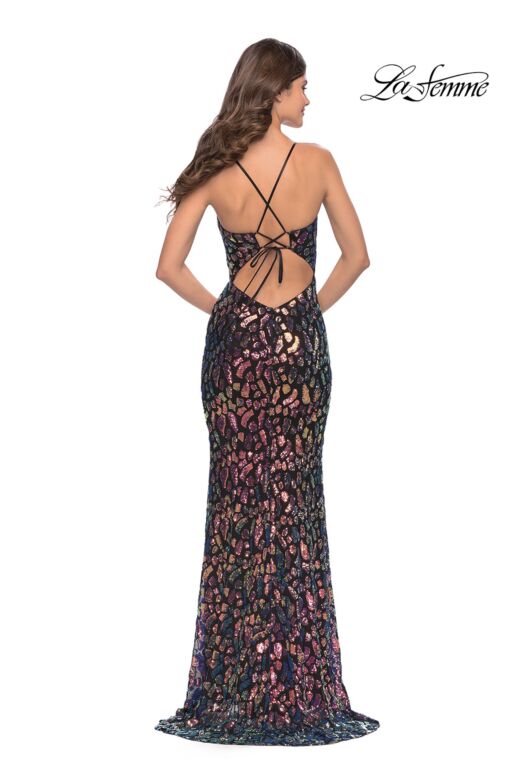 La Femme 31206 Black Spaghetti Strap Lace-Up Dress