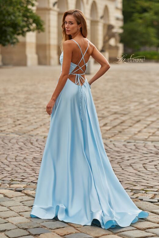 La Femme 33373 Ice Blue A-line with Pocket Dress