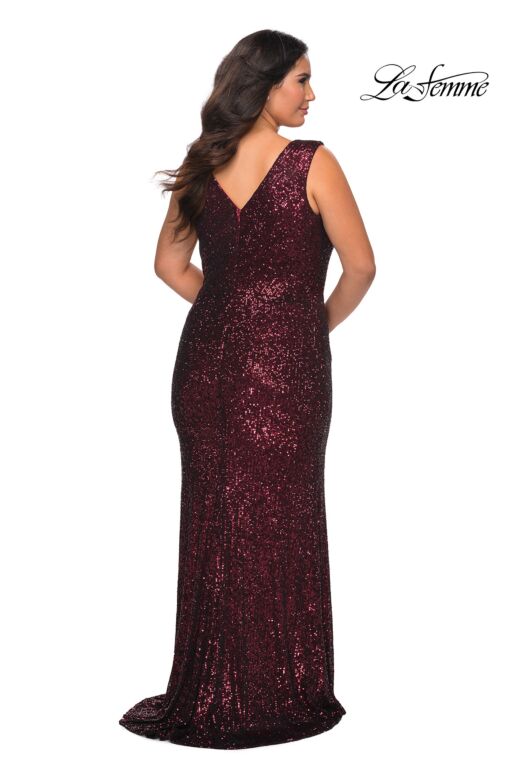 La Femme 28770 Surplice Plunging V-Neckline V-Back Plus Size Dress
