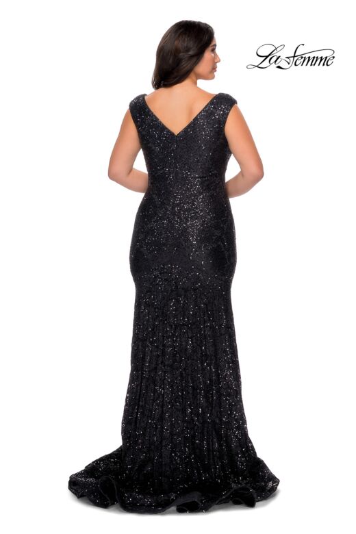 La Femme 28837 Surplice V-Neck Lace Plus Size Dress