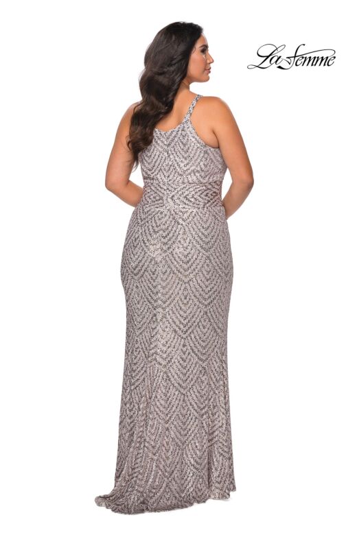 La Femme 28860 Scoop Neck Sleeveless Sequin Plus Size Dress