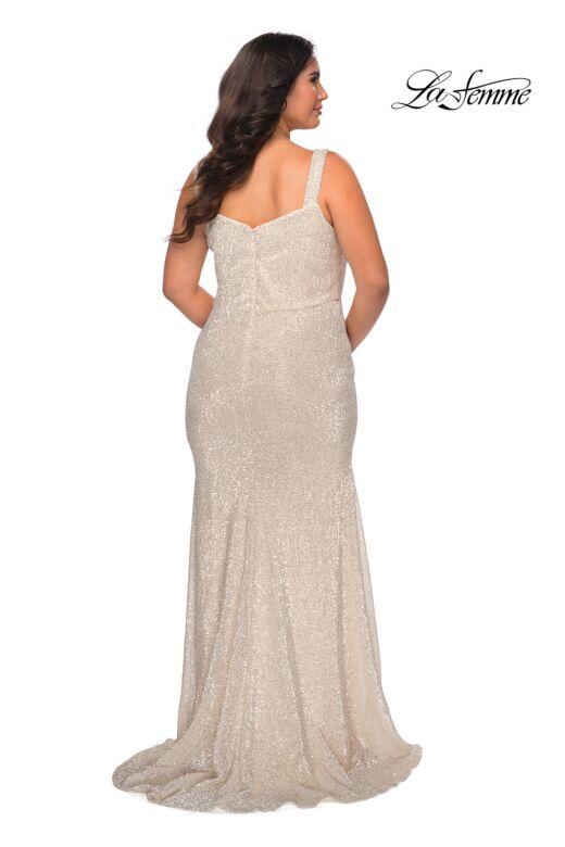 La Femme 28875 Slim Strap Straight Neck Plus Size Dress