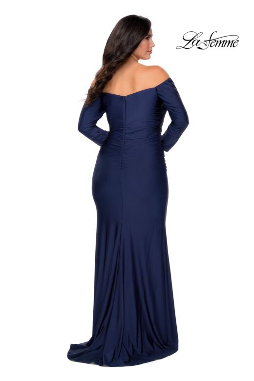 La Femme 28881 Off-The-Shoulder Long Sleeve Plus Size Dress