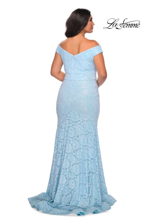 La Femme 28883 Off-The-Shoulder Lace Plus Size Dress