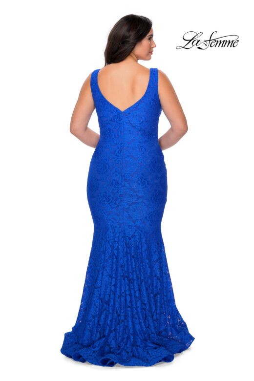 La Femme 28948 Square Neck Mermaid Lace Plus Size Dress