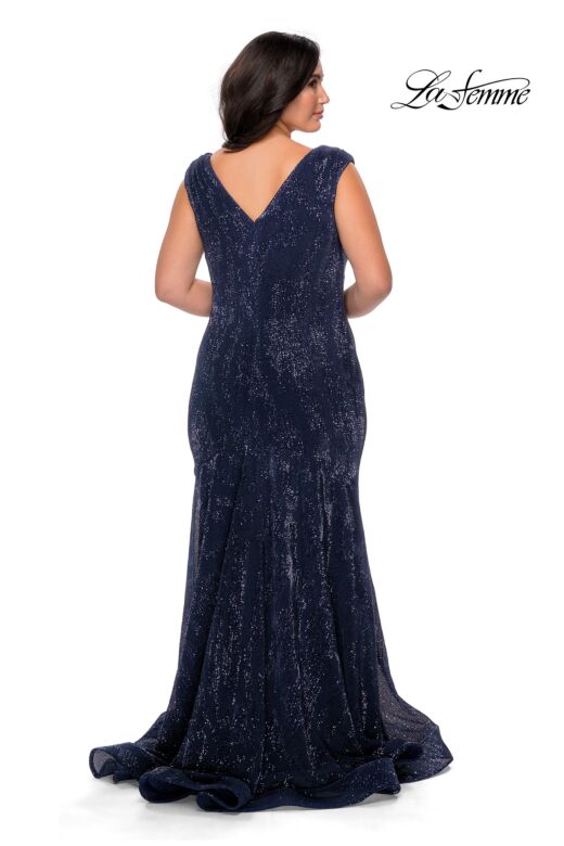 La Femme 28962 Ruched V-Neck Plus Size Dress