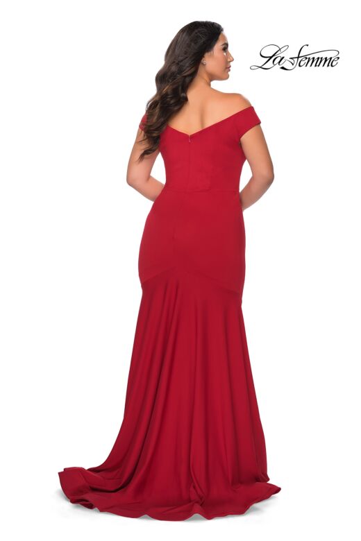 La Femme 28963 Off-The-Shoulder Slim-Flare Silhouette Plus Size Dress