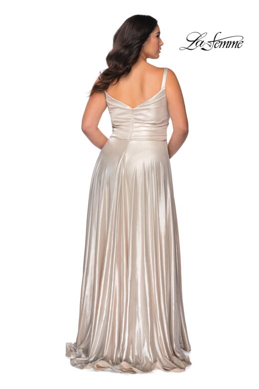 La Femme 28989 A-Line Slim Strap Plus Size Dress