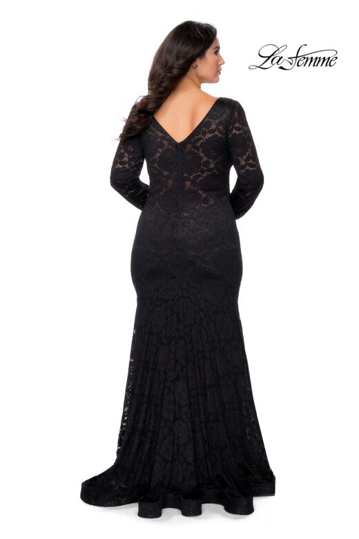 La Femme 29017 V-Neck Lace Long Sleeve Plus Size Dress