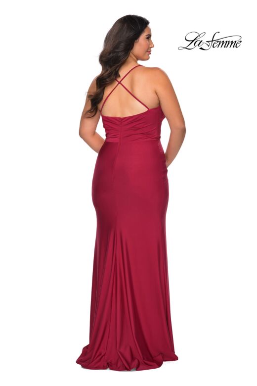 La Femme 29022 High Slit Cross Back Plus Size Dress