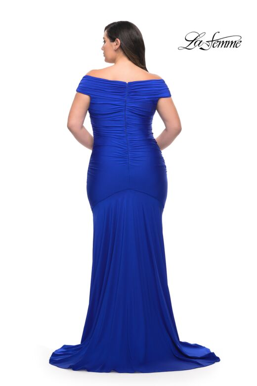 La Femme 29132 Off-The-Shoulder Crisscross Bodice Plus Size Dress