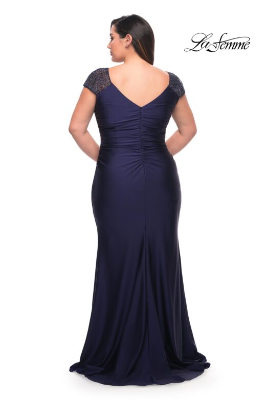 La Femme 29481 Rhinestone-Embellished Cap Sleeve Plus Size Dress