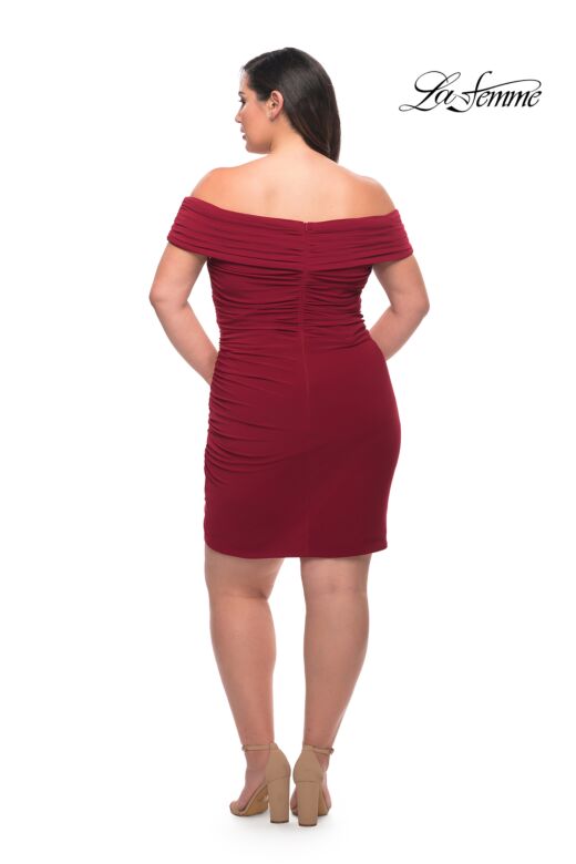 La Femme 29521 Foldover Off-The-Shoulder Tulip Hem Plus Size Dress