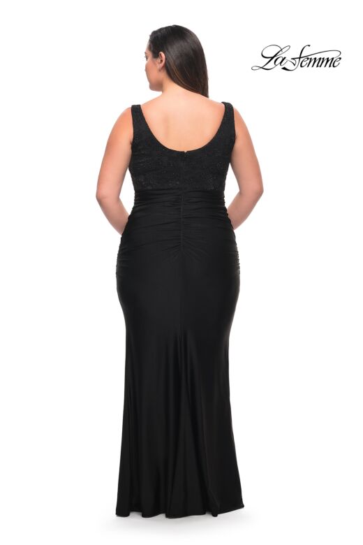 La Femme 29645 Square Neckline Jewel-Adorned Bodice Plus Size Dress