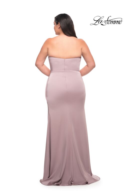 La Femme 29664 Strapless Sweetheart Neckline Side Slit Plus Size Dress