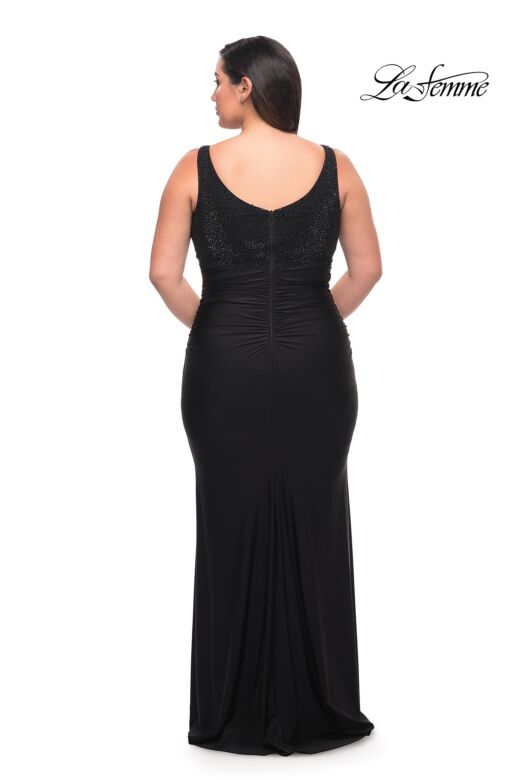 La Femme 29751 Jewel-Adorned Bodice Deep V-Neckline Plus Size Dress