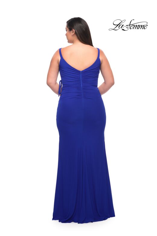 La Femme 29900 Surplice V-Neckline Side Drawstring Plus Size Dress