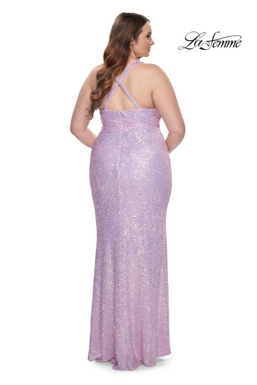 La Femme 31162 Surplice V-Neckline Crisscross Back Plus Size Dress