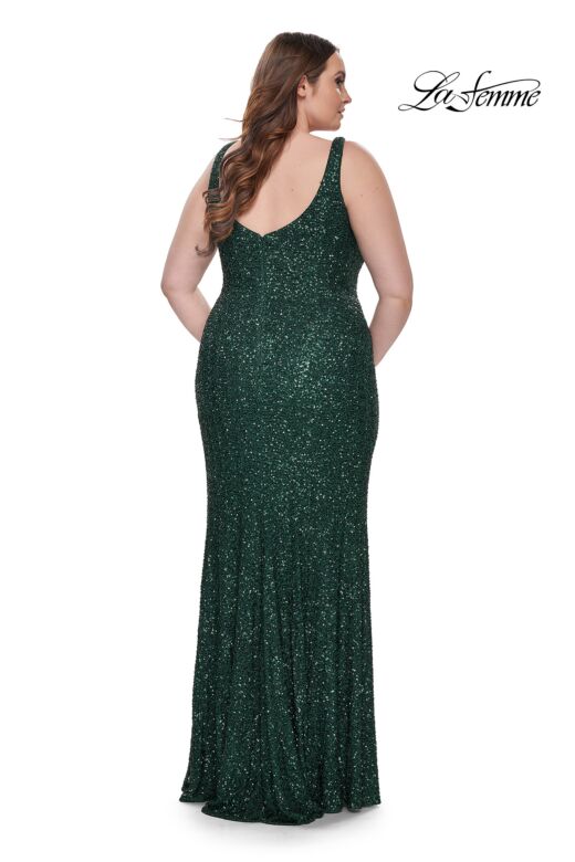 La Femme 31163 V-Neckline Figure-Hugging Silhouette Plus Size Dress