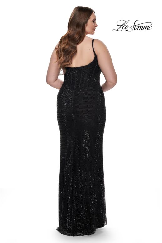 La Femme 32189 Notched Neckline Corset-Style Bodice Plus Size Dress