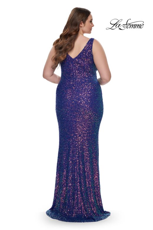 La Femme 32199 V-Neckline Mid-Rise V-Back Plus Size Dress