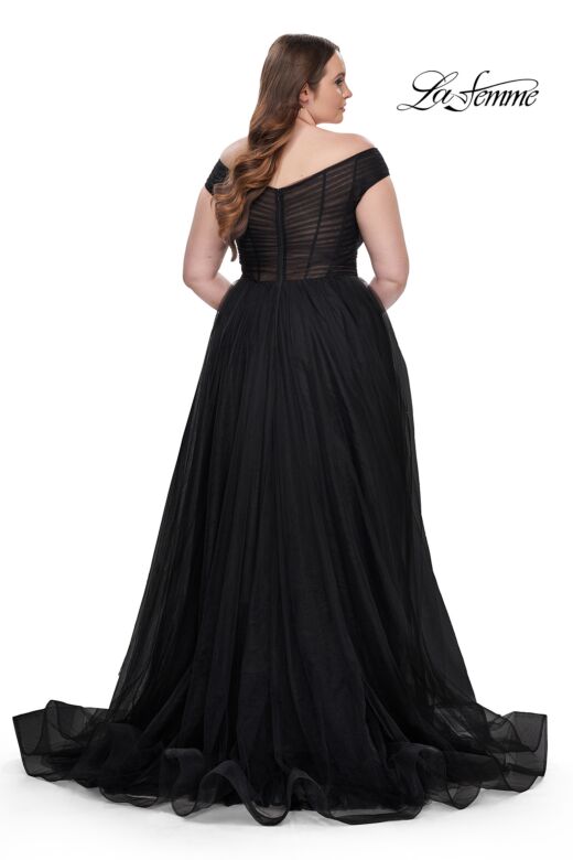 La Femme 32204 Off-The-Shoulder A-Line Silhouette Plus Size Dress