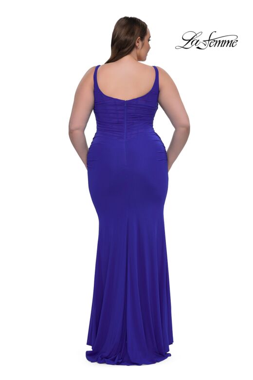 La Femme 33005 Scoop Neck Ruched Sleeveless Plus Size Dress