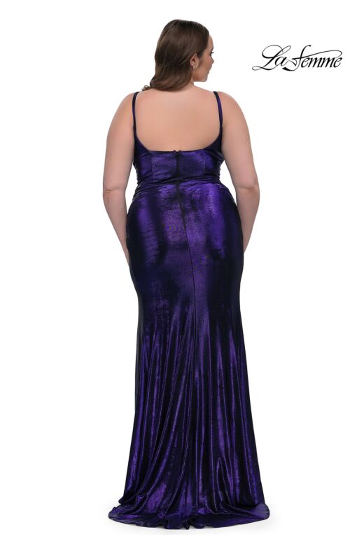 La Femme 33020 Spaghetti Strap High Slit Plus Size Dress
