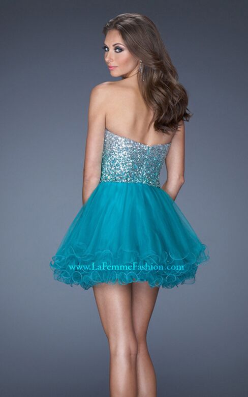 La Femme 19451 Tiered Skirt Sweetheart Neck Strapless Dress