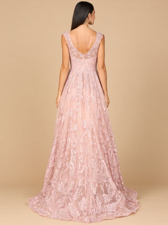 Lara 28979 Detachable Overskirt V-Neck Lace Dress