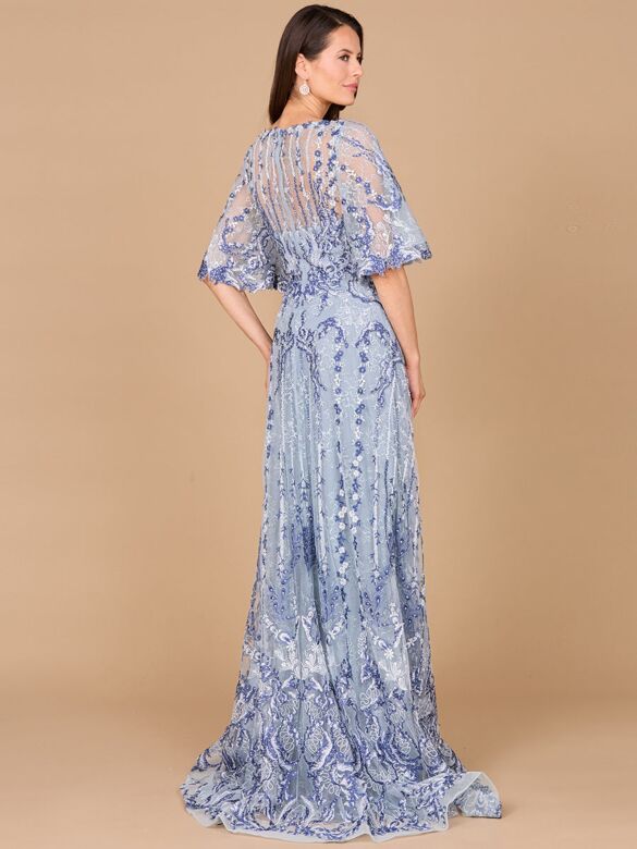Lara 28984 Butterfly Sleeves Embroidered Dress