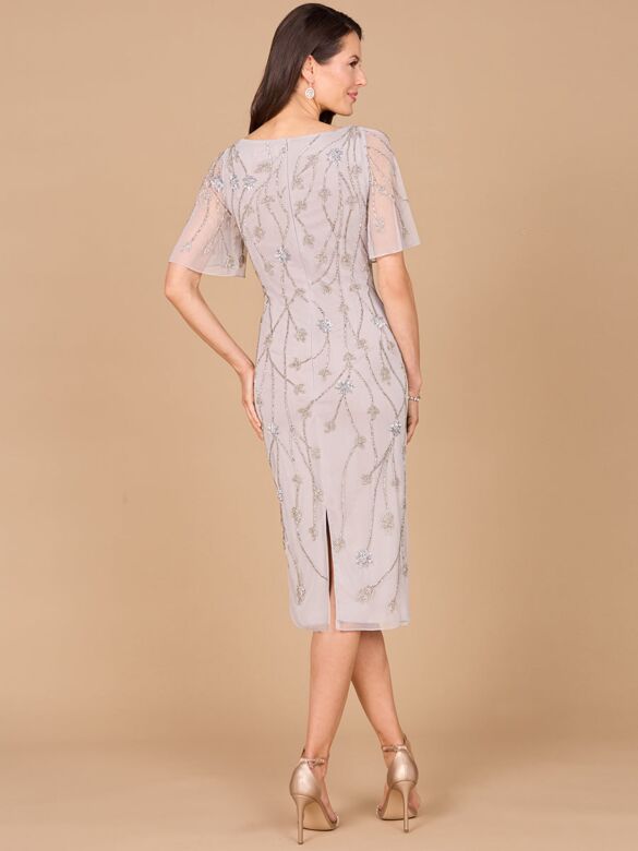 Lara 28996 Bateau Neckline Butterfly Sleeves Dress