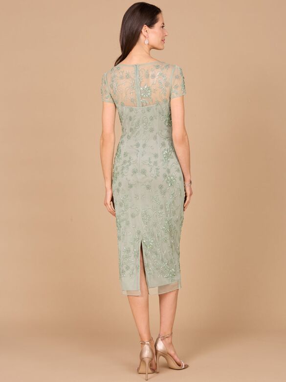 Lara 28997 Scoop Neckline Floral Midi Dress