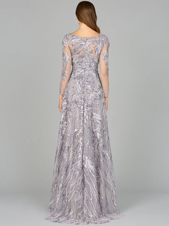 Lara 29048 Long Sleeves Beaded Embroidery Dress