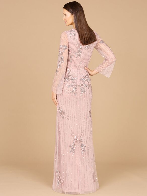 Lara 29079 Jewel Neck Long Sleeve Embellished Dress