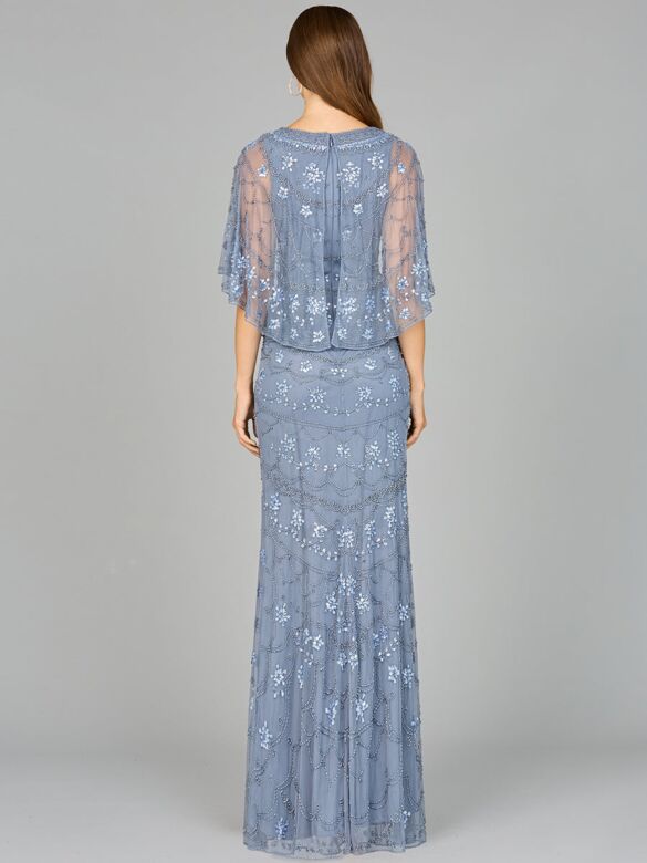 Lara 29091 Cape Sleeves Jewel Neckline Dress