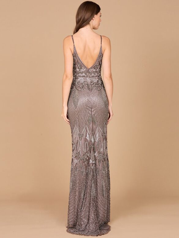 Lara 29107 Bare Back Spaghetti Straps Embellished Dress