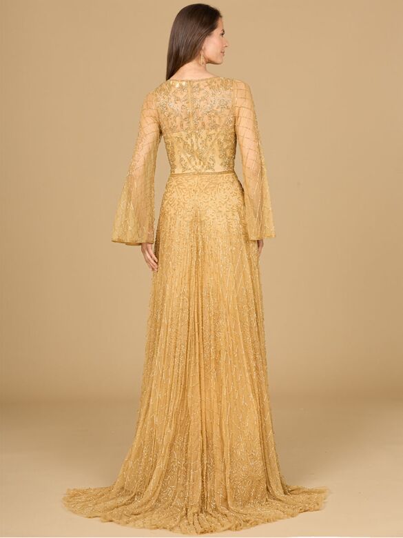 Lara 29115 Angel Sleeves V-Neck Embellished Dress