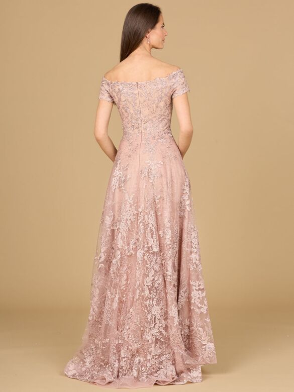 Lara 29122 Beaded Lace Off The Shoulder Dress