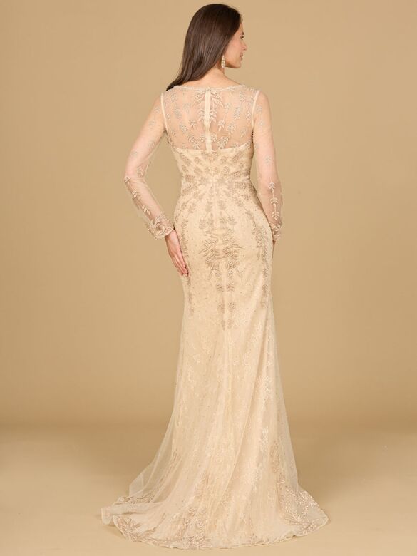Lara 29128 Illusion Sleeves Embroidered Lace Dress