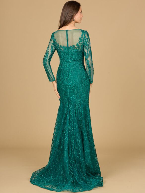 Lara 29131 Sheer Neckline Long Sleeves Lace Dress