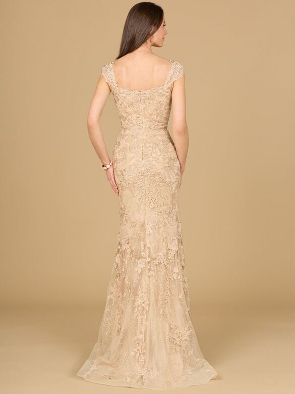 Lara 29137 Cap Sleeve Beaded Lace Dress