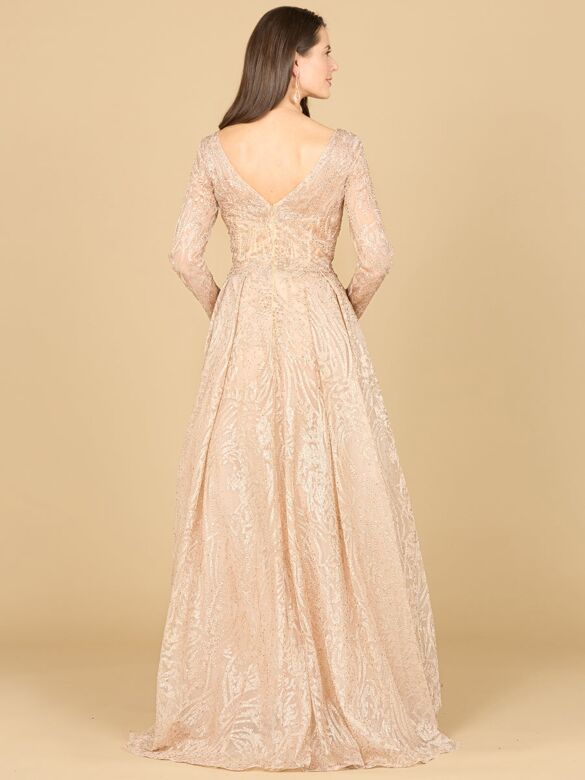 Lara 29142 Pleated Skirt Long Sleeves Lace Dress