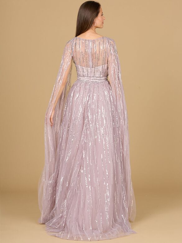 Lara 29150 Floor-Length Sleeves Illusion Neckline Dress