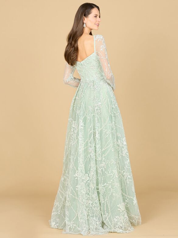 Lara 29151 Sweetheart Neckline Long Sleeve Lace Dress