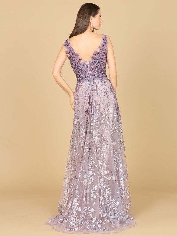 Lara 29155 Ombre Lace V-Neck Sleeveless Dress