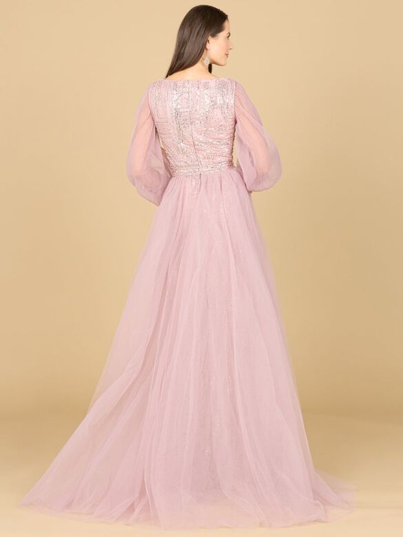 Lara 29158 Detachable Overskirt Bishop Sleeves Dress