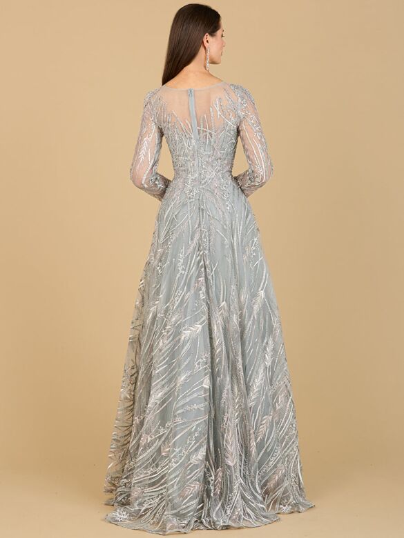 Lara 29192 Illusion Neckline Long Sleeve Dress